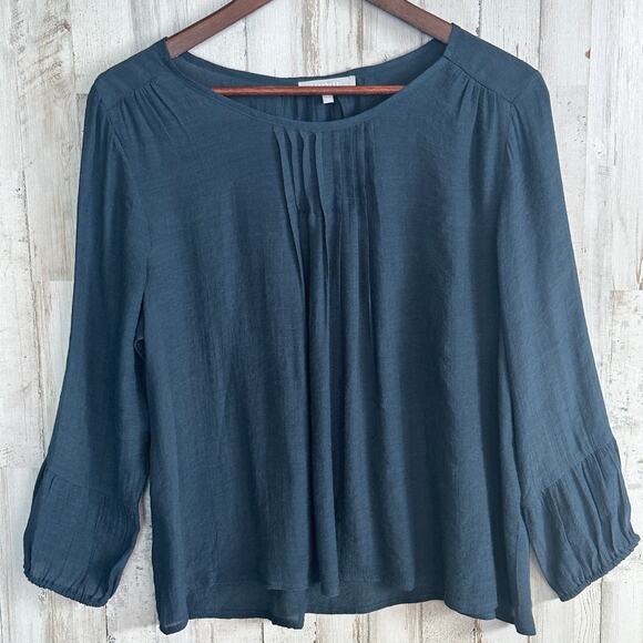 NEW Semi Sheer Navy Blouse Small Boho Fairy Grunge Top Festival Lightweight - Picture 1 of 8